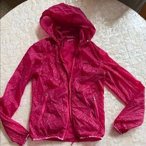Ultralight Nylon Windbreaker Pink Hooded convertible jacket packable zip-up
